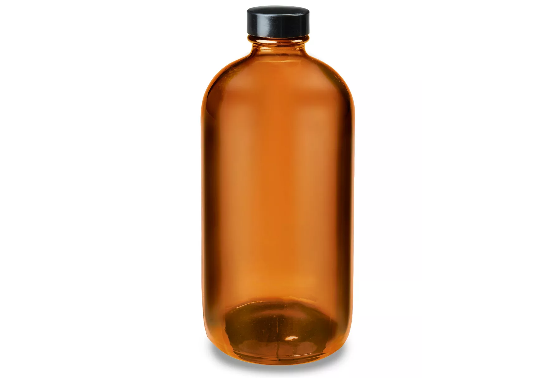 Amber Boston Round Glass Bottles - 16 oz